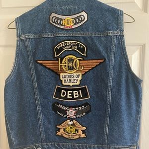 Vintage 90s Denim Harley Davidson Motor Cycle Vest